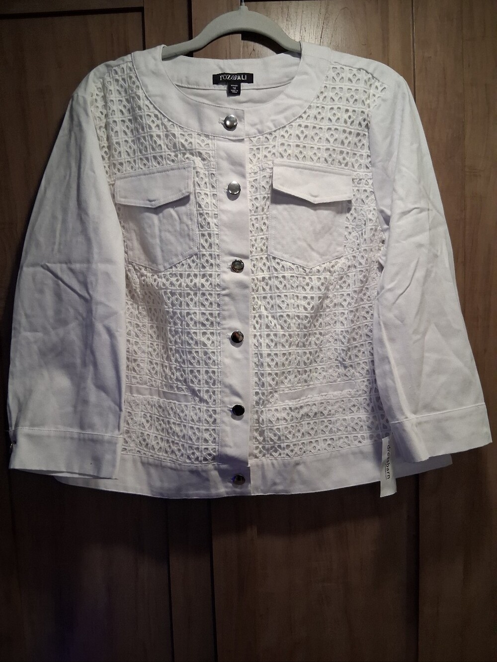 White Crochet-Panel Jacket